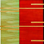 Scoot, 2007, oil enamel, vanish, and sand on birch panel, 48 x 60 in
