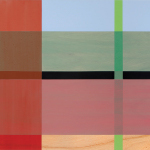Rose Plaid, 2003-2011, oil enamel and varnish on birch panel, 40 x 48 in