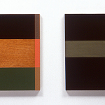 In and To, 2000, oil enamel, varnish, and sand on mahogany panel, 20 x 30 in each