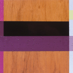 Maroon Merge, 2003, oil enamel, varnish and sand on wood panel, 9 x 12 in